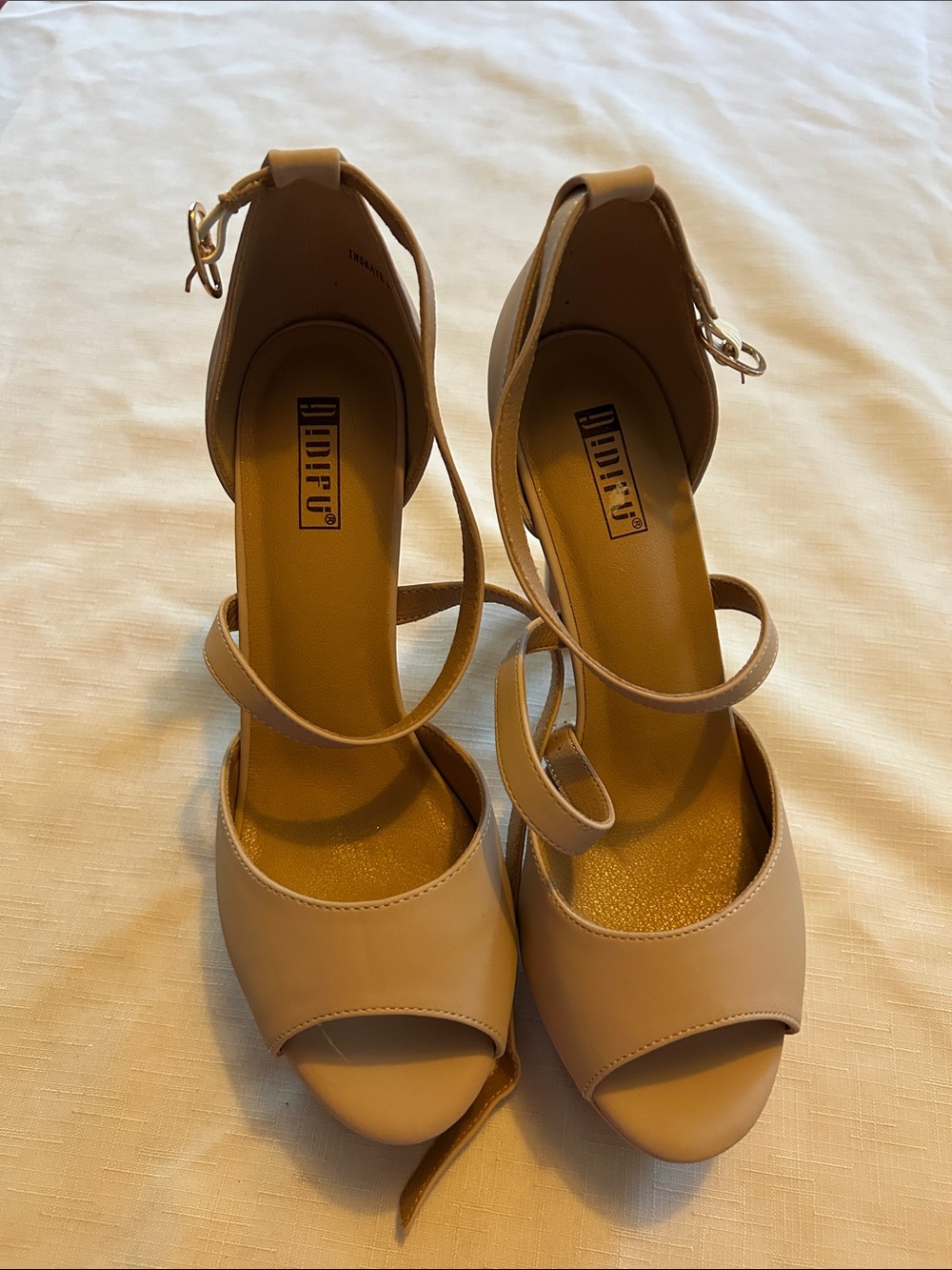IDIFU Nude Ankle-Strap Open-Toe Heels